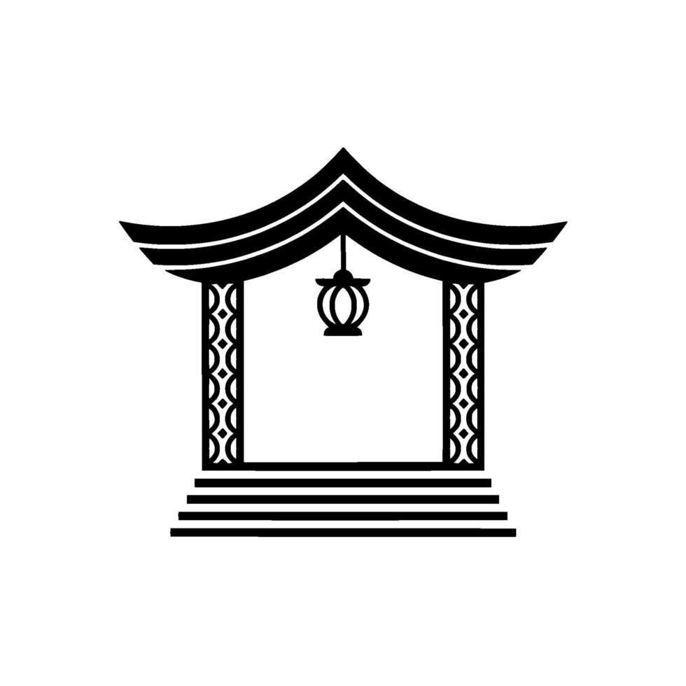 Minimalist Japanese Pagoda, Serene Entrance vector