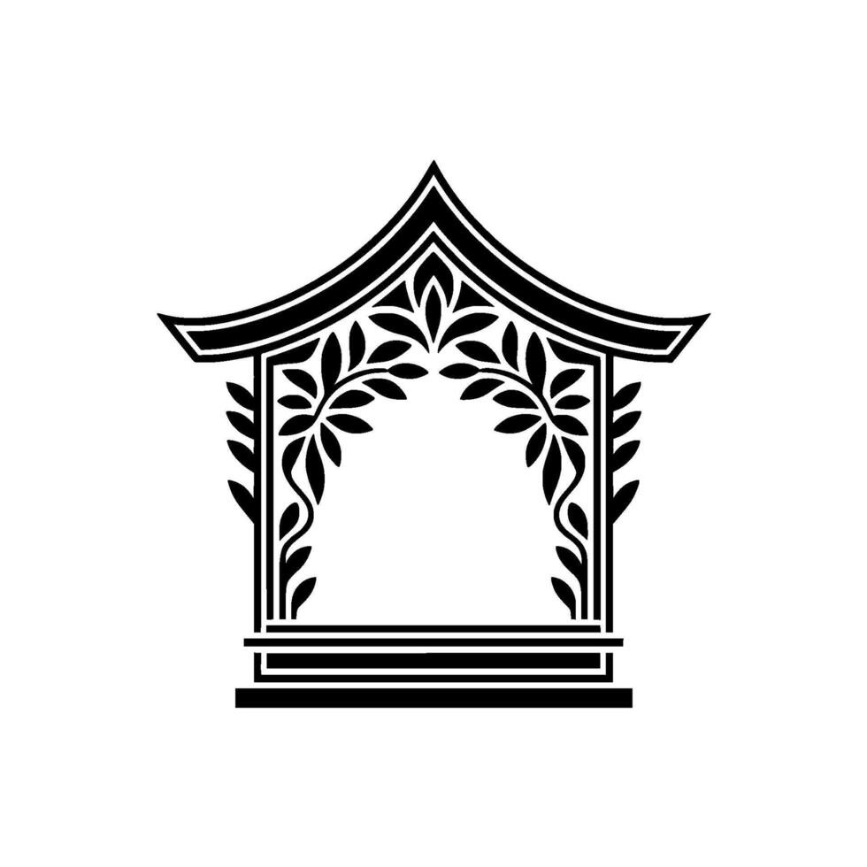 Elegant Japanese Pagoda Arch, Decorative Emblem vector