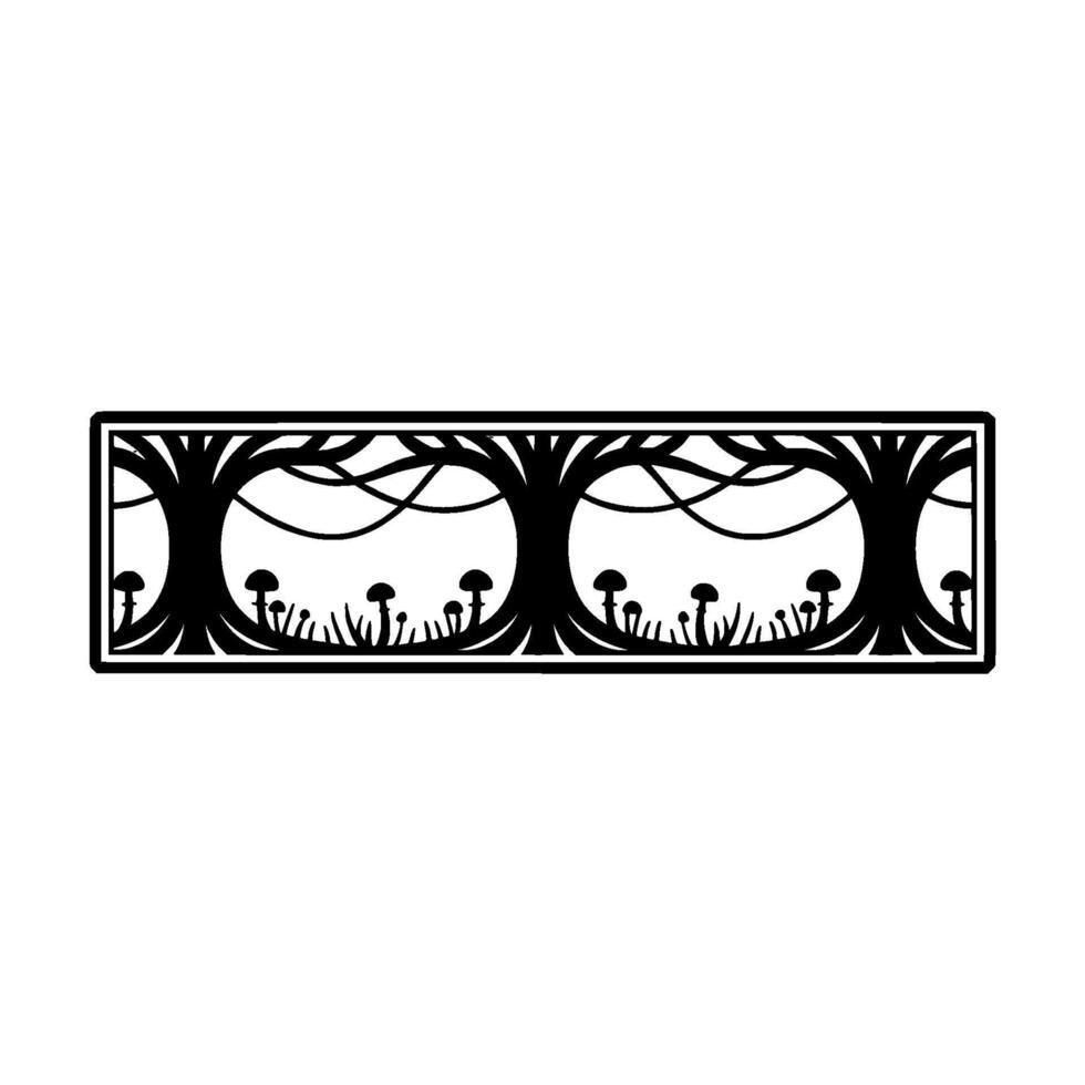Enchanted Forest Portal, Stylized Black White Illustration vector