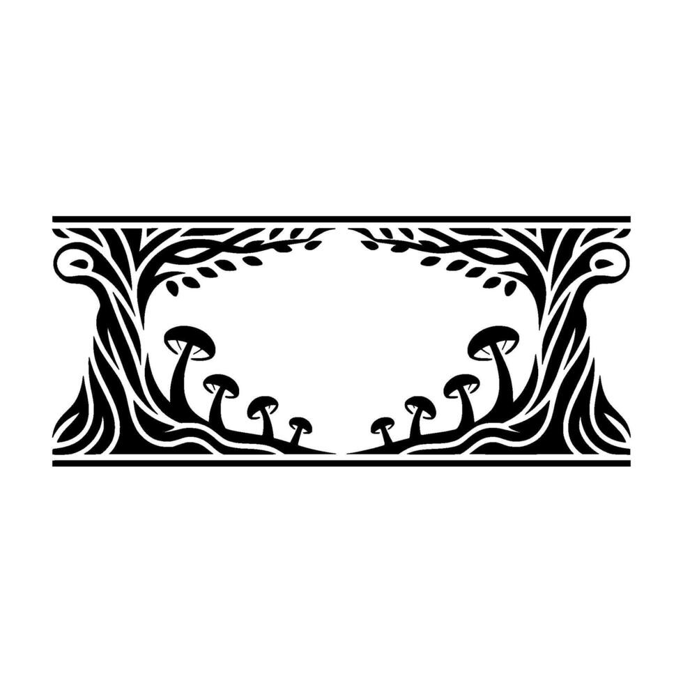 Intricate Forest Border, Art Nouveau Style vector