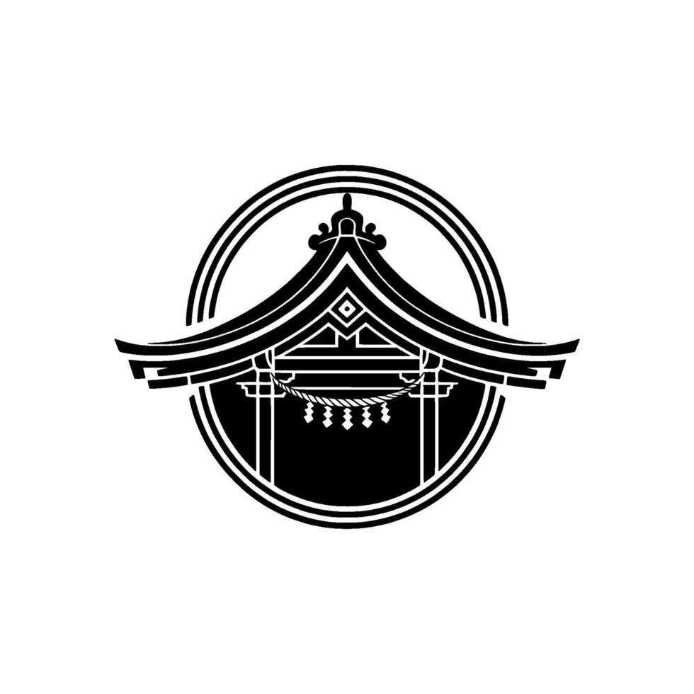 Japanese Temple Emblem, Minimalist, Serene Symbol vector