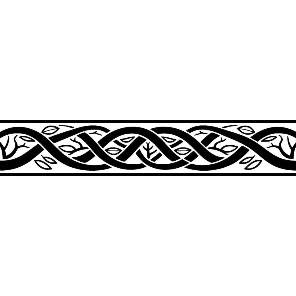 Intricate Celtic Border, Stylized Leaf Pattern vector
