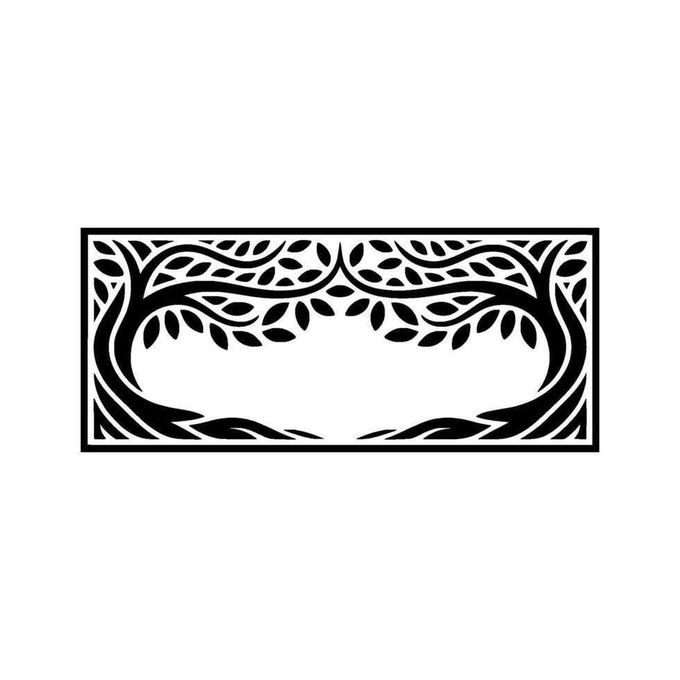 Elegant Black Tree Frame, Vintage Botanical Illustration, Lineart vector
