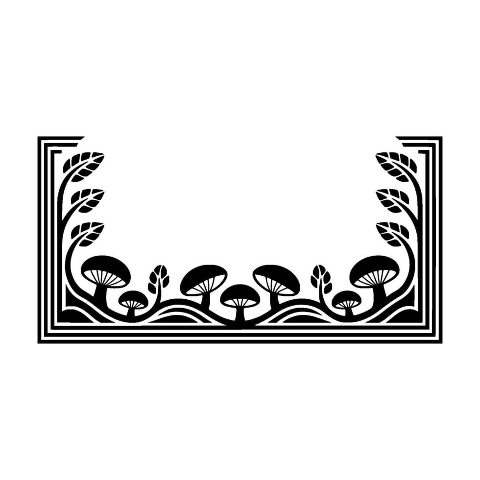 Art Nouveau Mushroom Frame, Decorative Border, Elegant vector