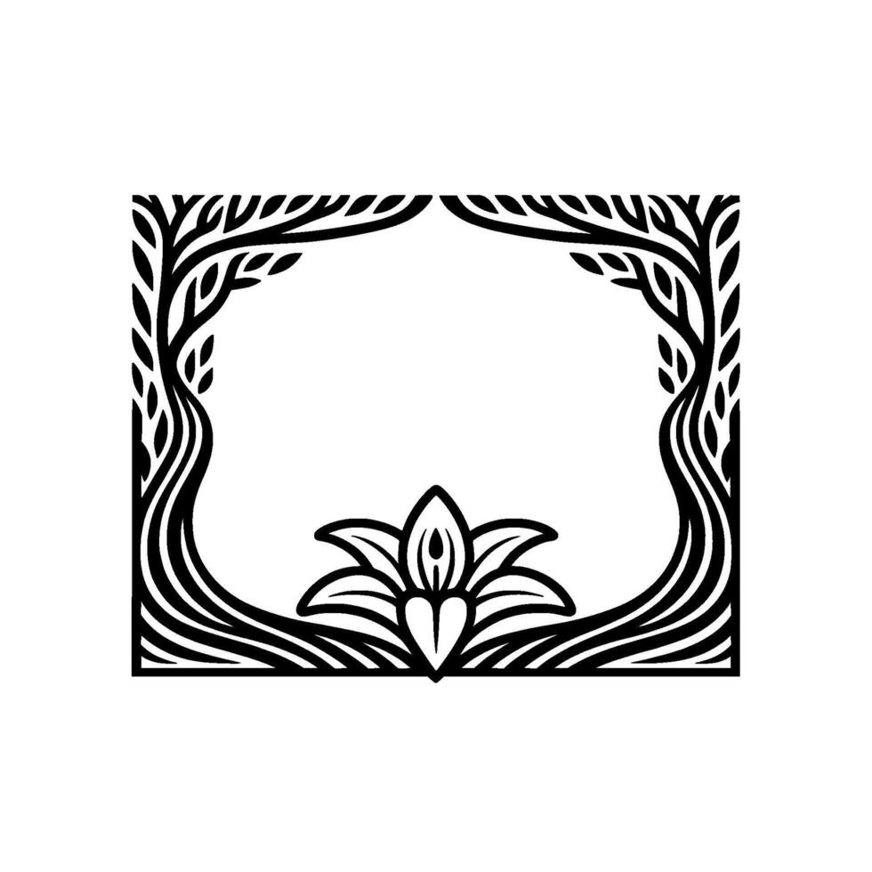 Art Nouveau Floral Frame, Elegant Botanical vector