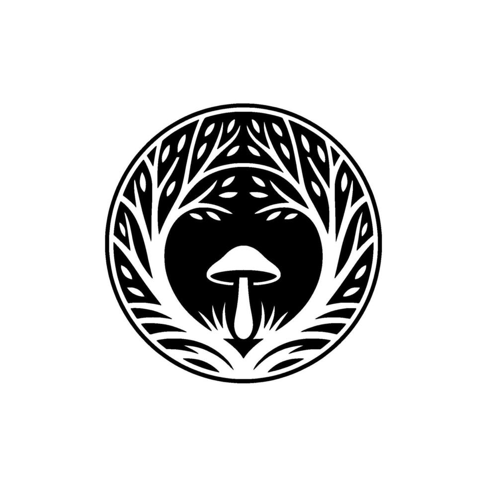 Mystical Forest Emblem Growth, Wisdom, and Natures Secret vector