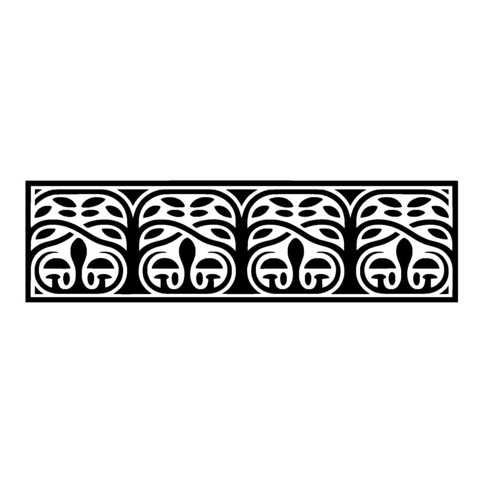 Geometric Tribal Border, Stylized Black White - Decorative - Pattern vector