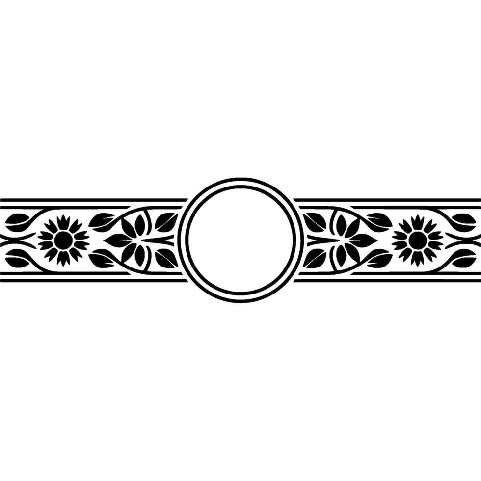 Art Deco Floral Border, Circular Focal Point vector