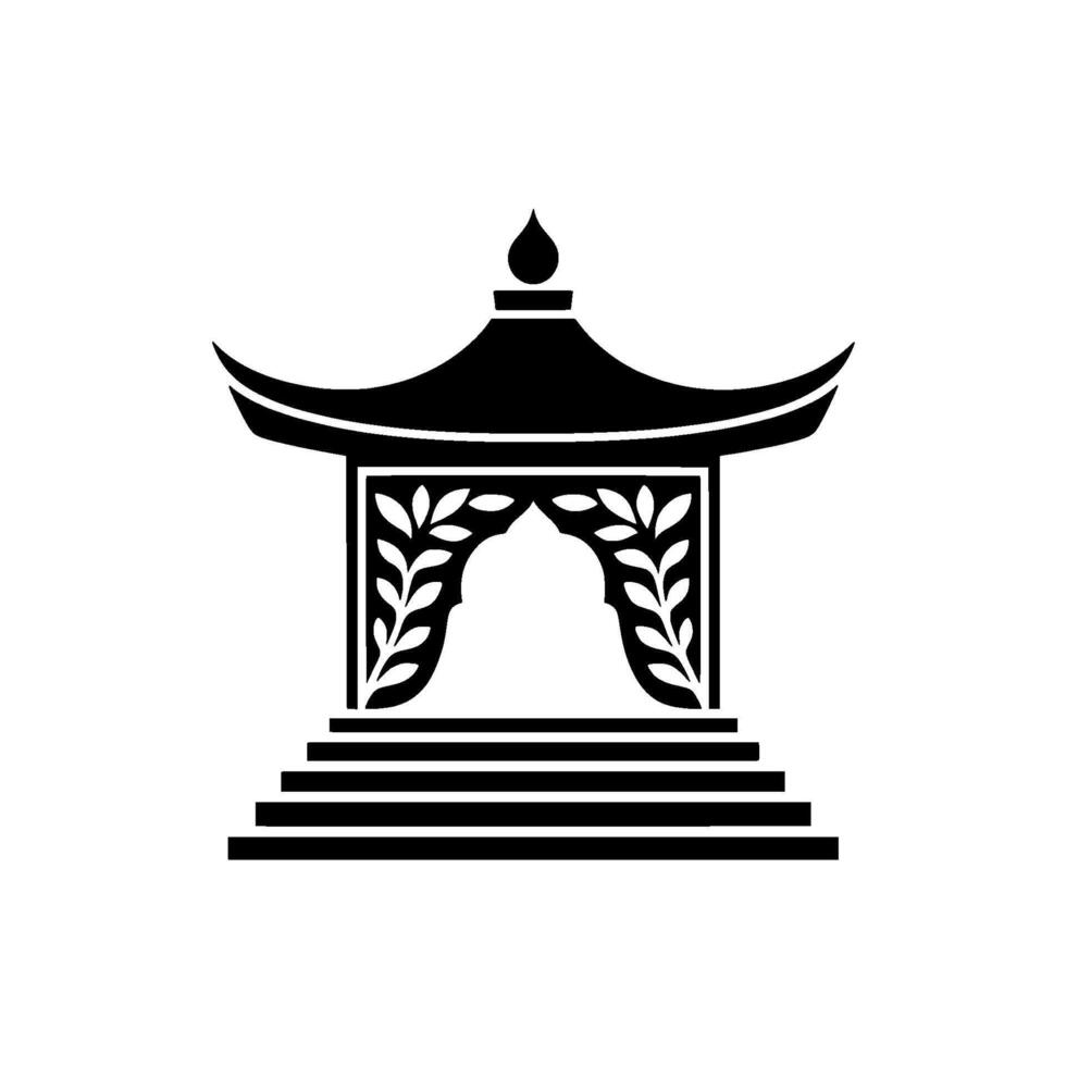 Minimalist Japanese Pagoda Emblem, Tranquil Gateway Symbol vector