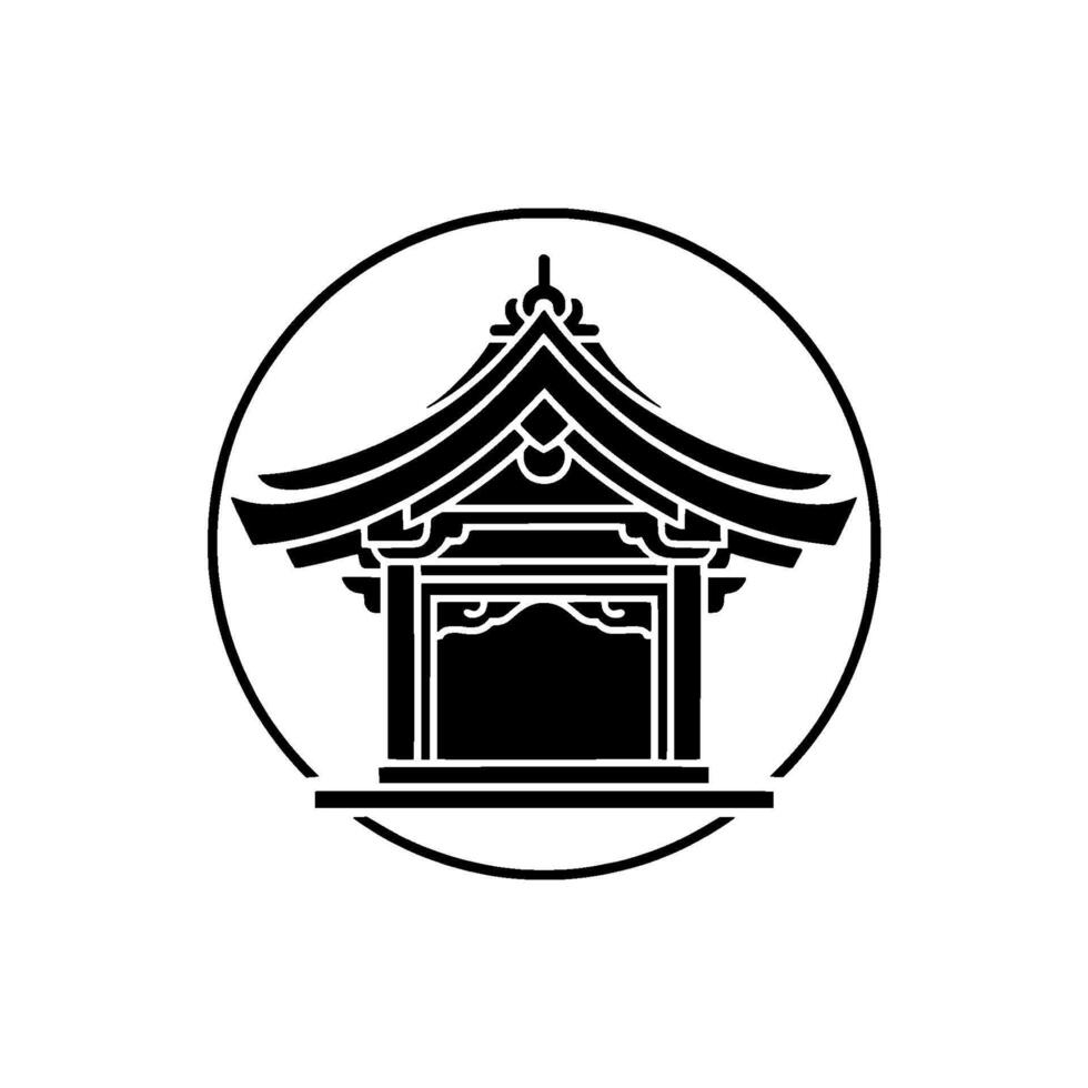 Minimalist Japanese Pagoda Emblem, Serene Symbol of Tradition vector