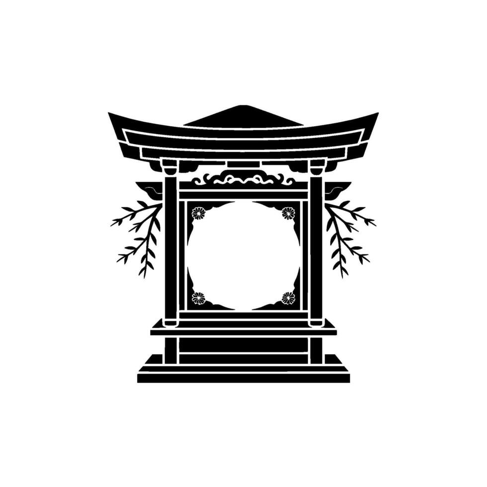 Elegant Black Japanese Torii Gate, Minimalist vector