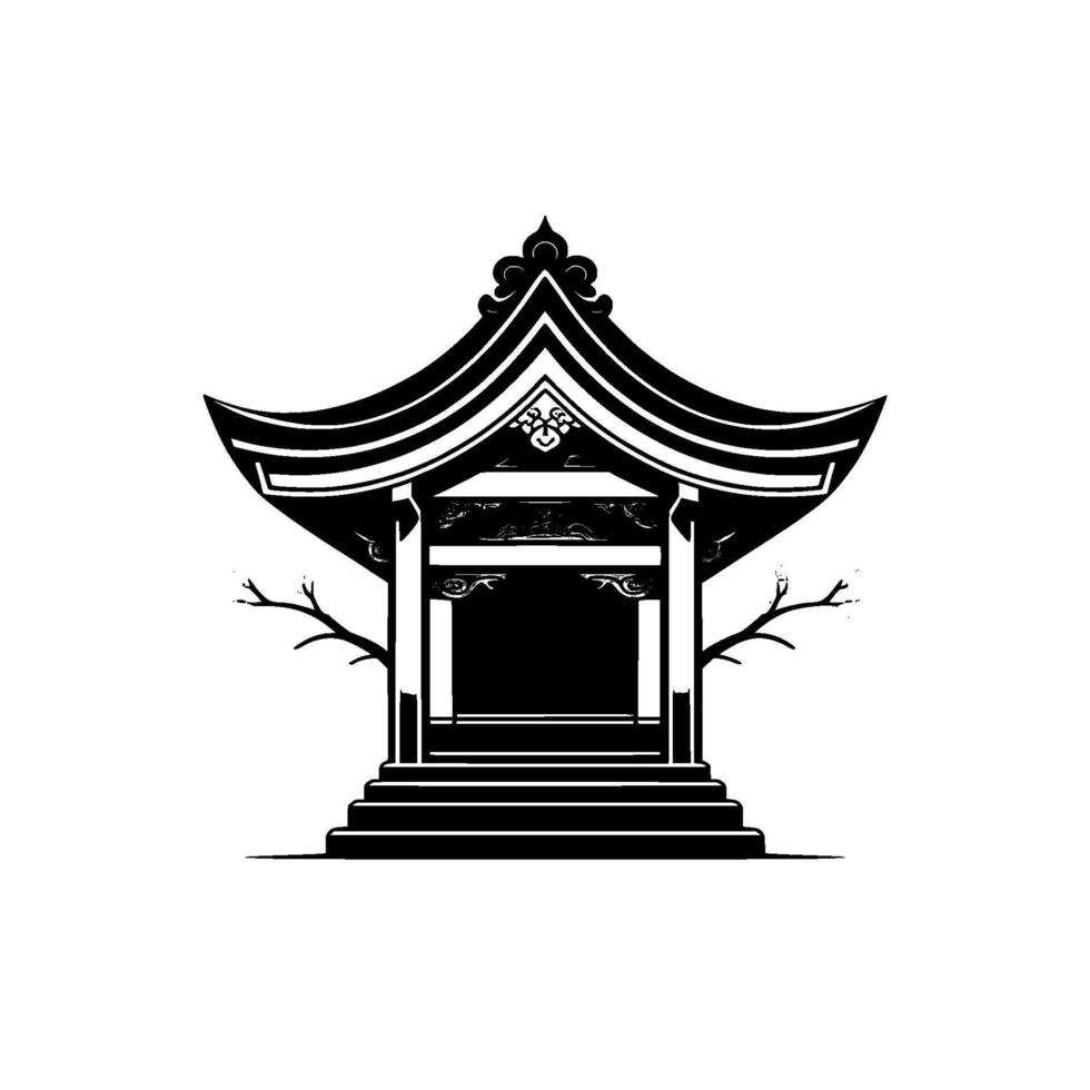 Elegant Japanese Pagoda Silhouette, Minimalist vector