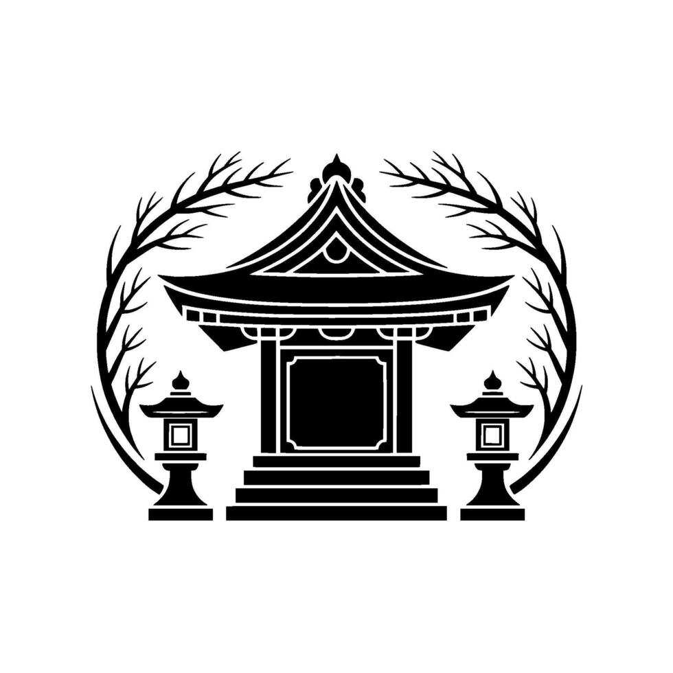 Japanese Temple Emblem, Serene Symbolism vector