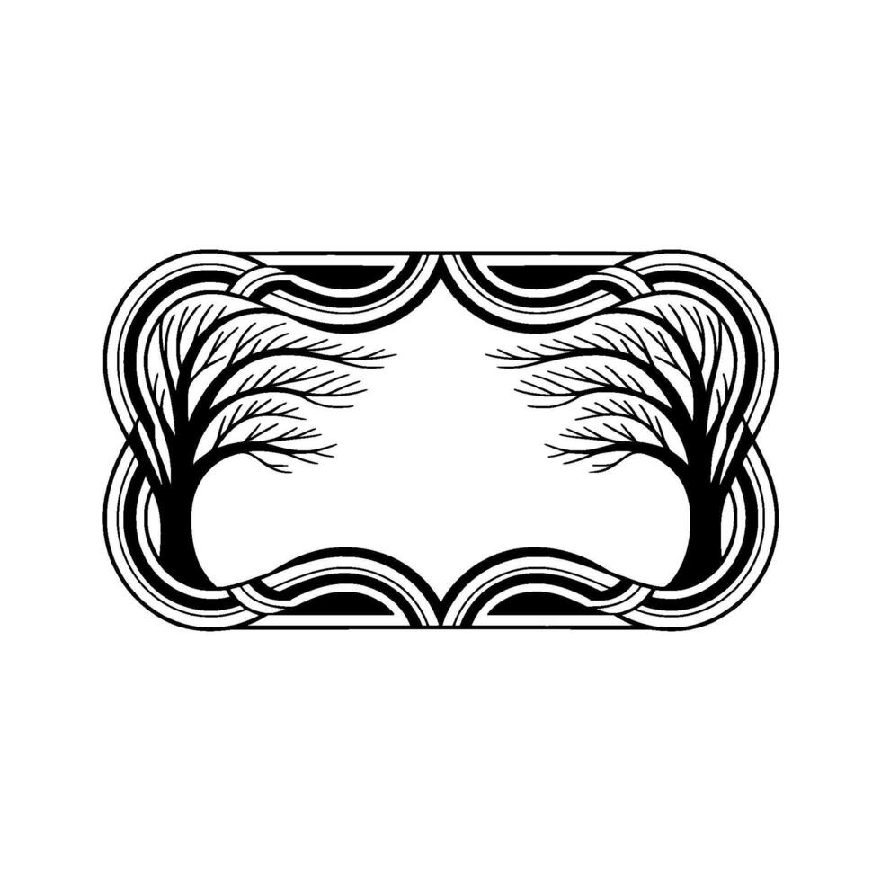 Art Deco Tree Frame, Elegant Botanical, Trees vector