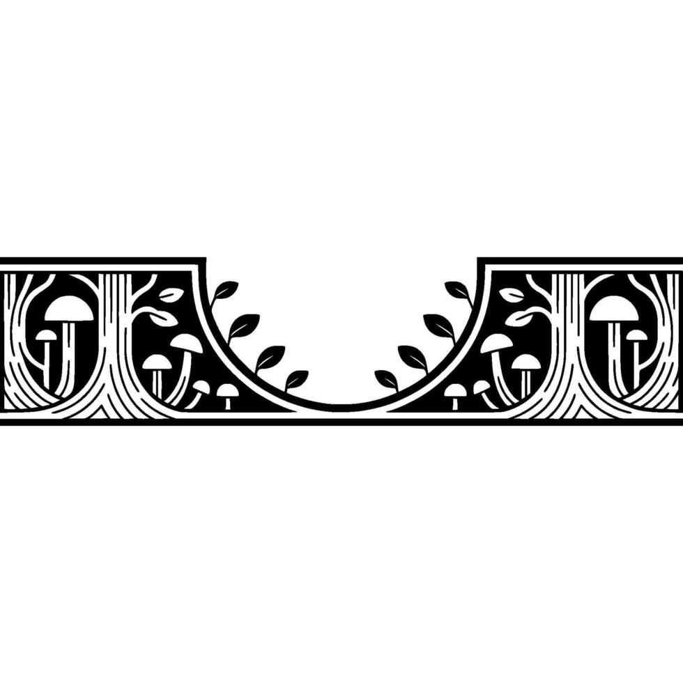 Art Nouveau Mushroom Border, Elegant Botanical, Floral vector