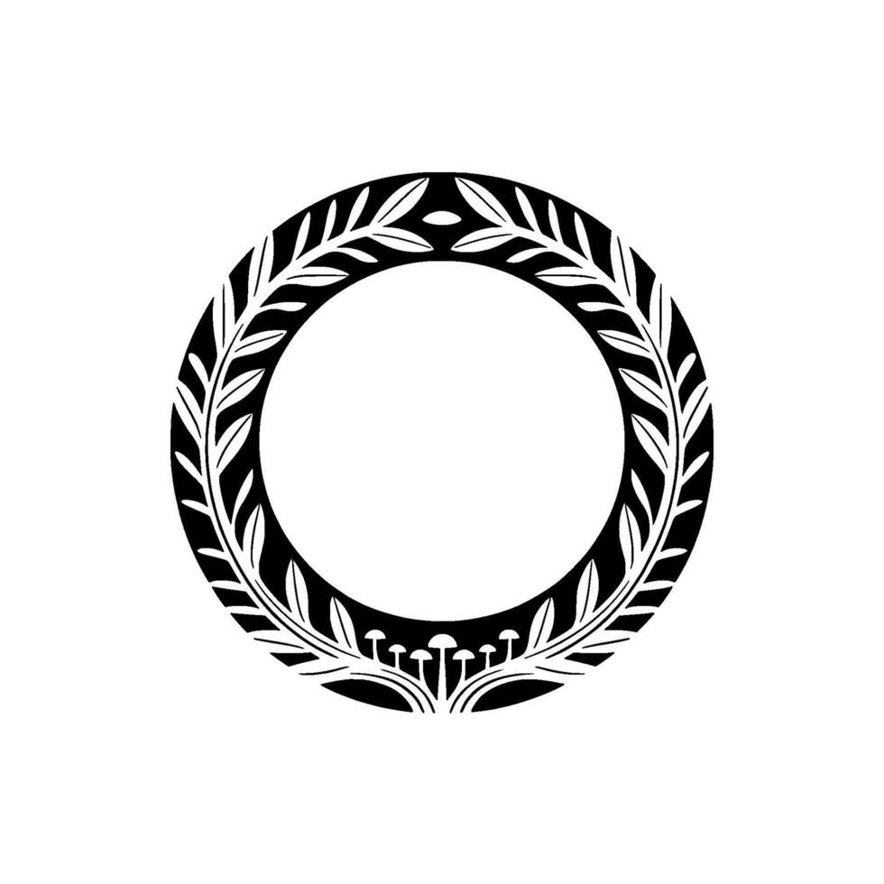 Ornamental Laurel Wreath Circle, Minimalist vector