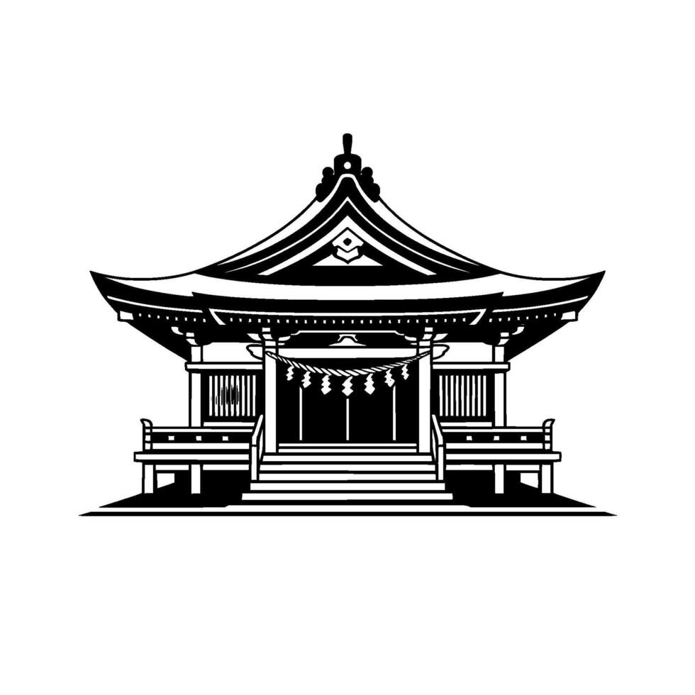 Japanese Temple Silhouette, Minimalist vector