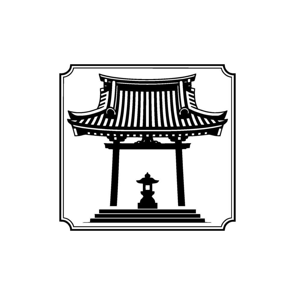 Minimalist Torii Gate Emblem, Tranquil Japanese vector