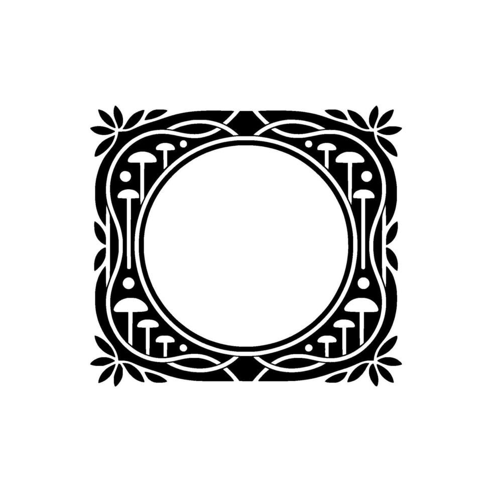 Art Nouveau Frame, Mushroom Motif, Decorative Border vector