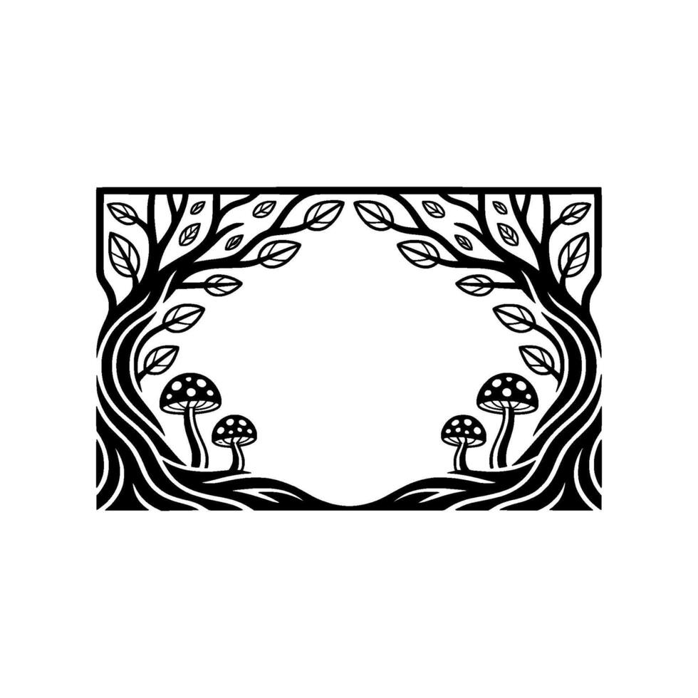 Stylized Forest Frame, Minimalist Woodland Illustration vector