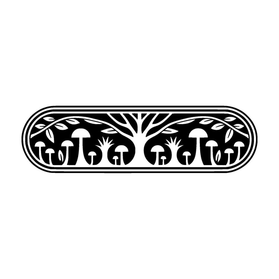 Stylized Mushroom Emblem, Forest Motif, Vintage Illustration vector