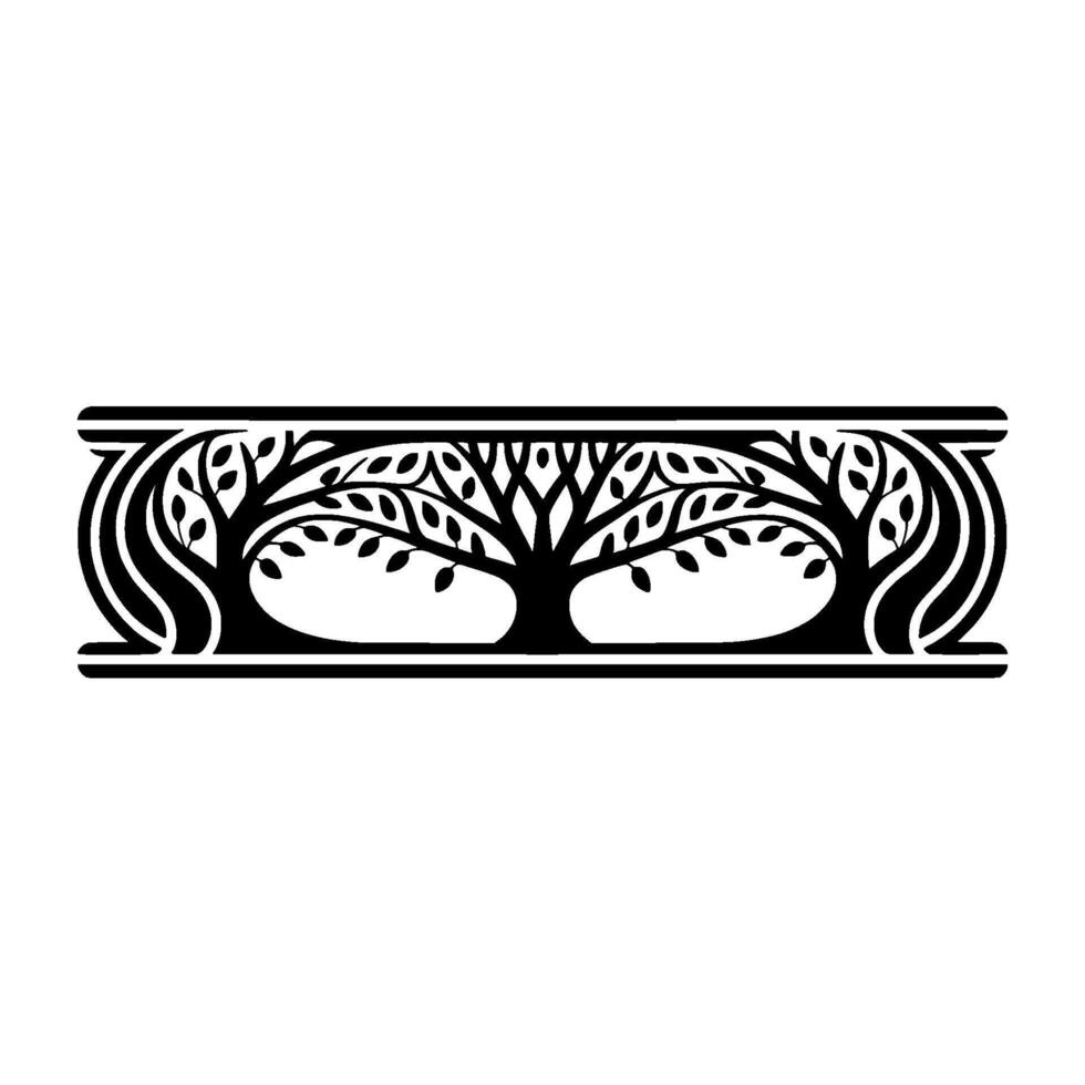 Stylized Tree Border, Art Nouveau Inspired vector