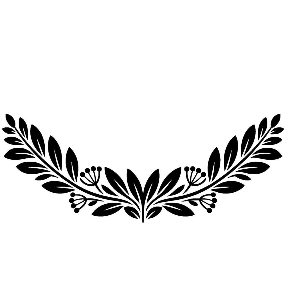 Elegant Black Floral Wreath, Vintage Element - Laurel vector