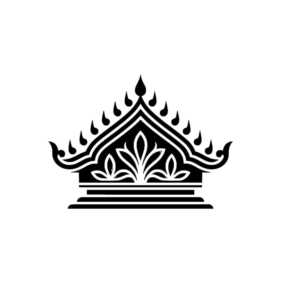 Intricate Black Crown Emblem, Regal Silhouette, Decorative Motif vector