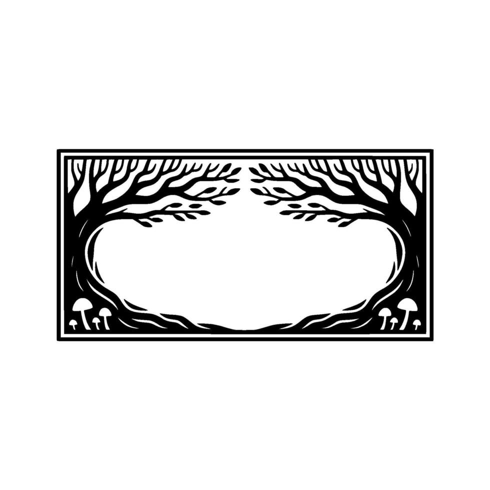 Blackwood Frame Forest Silhouette Border, Vintage Illustration vector