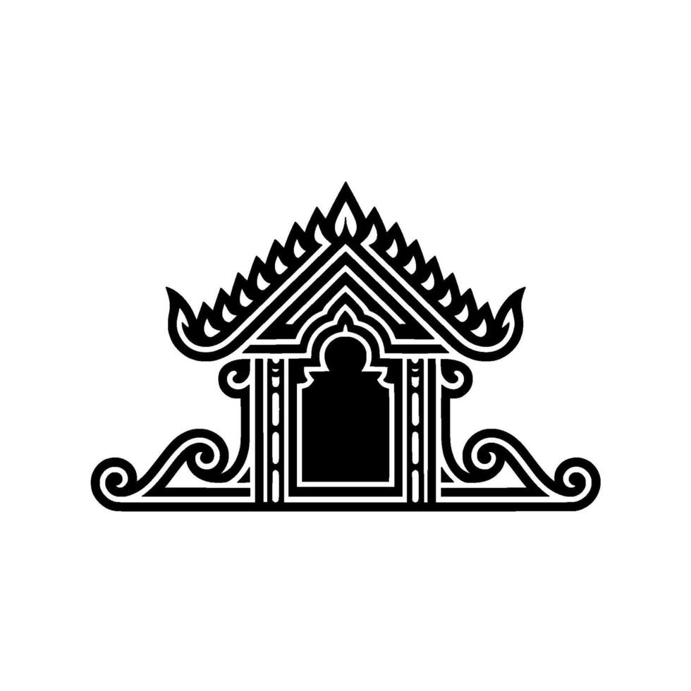 Intricate Thai Temple Silhouette, Minimalist vector