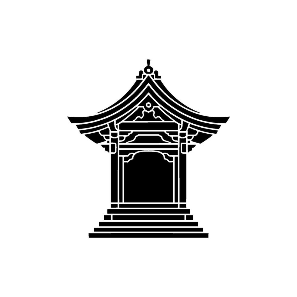 Japanese Pagoda Silhouette, Minimalist, Emblem vector