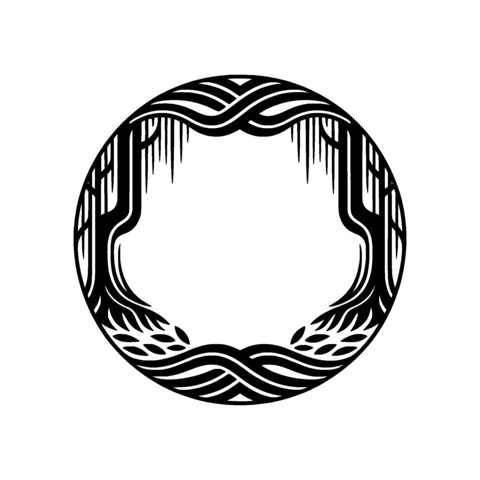 Abstract Circular Emblem, Organic Wave, Minimalist vector