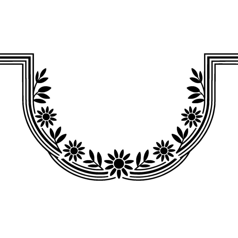 Stylized Floral U-Shape Border, Vintage Element vector