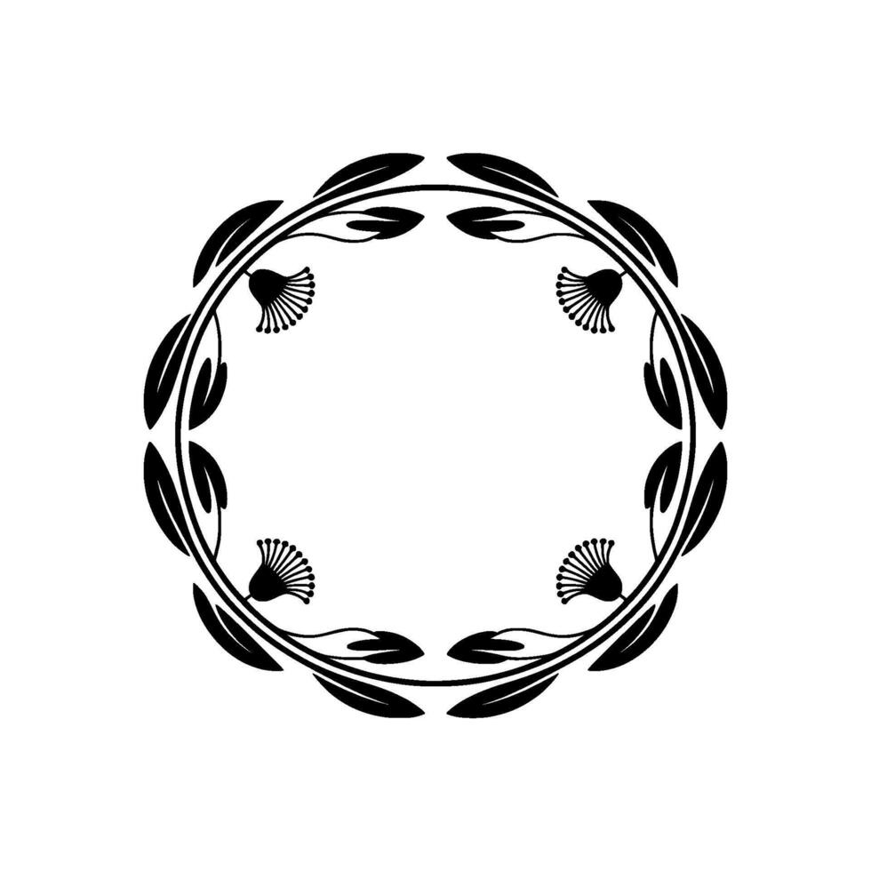 Elegant Botanical Wreath, Vintage, Circular Frame - Floral vector