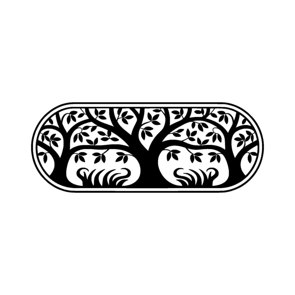 Stylized Tree Emblem, Organic Growth, Minimalist vector
