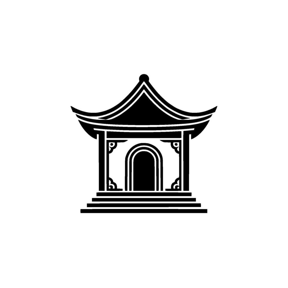 Minimalist Black Pagoda, Serene Asian vector