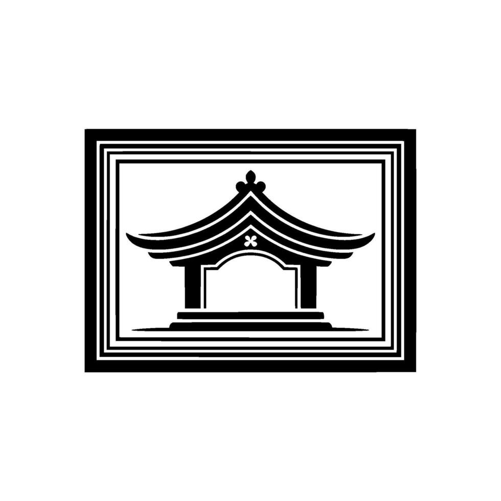Minimalist Japanese Pavilion Emblem, Serene Symbol vector