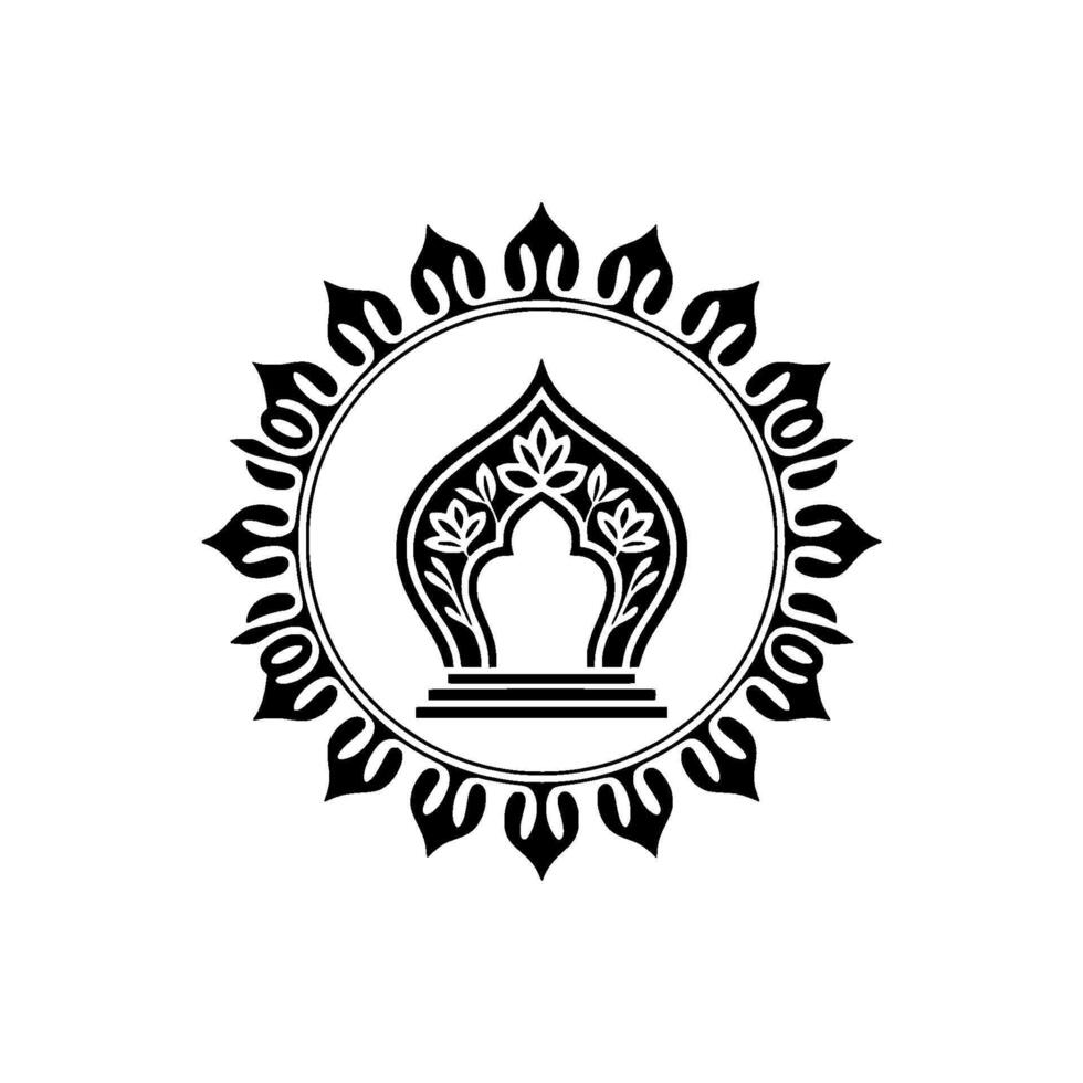 Intricate Islamic Arch Emblem, Decorative Circle vector