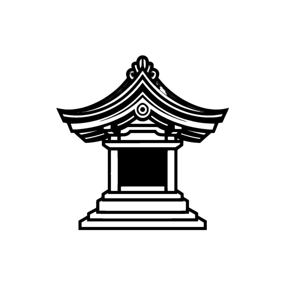 Japanese Temple Pavilion, Minimalist Illustration vector