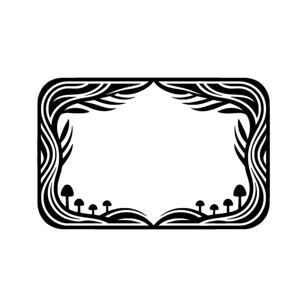 Art Nouveau Frame with Mushroom Motif Elegant Botanical vector