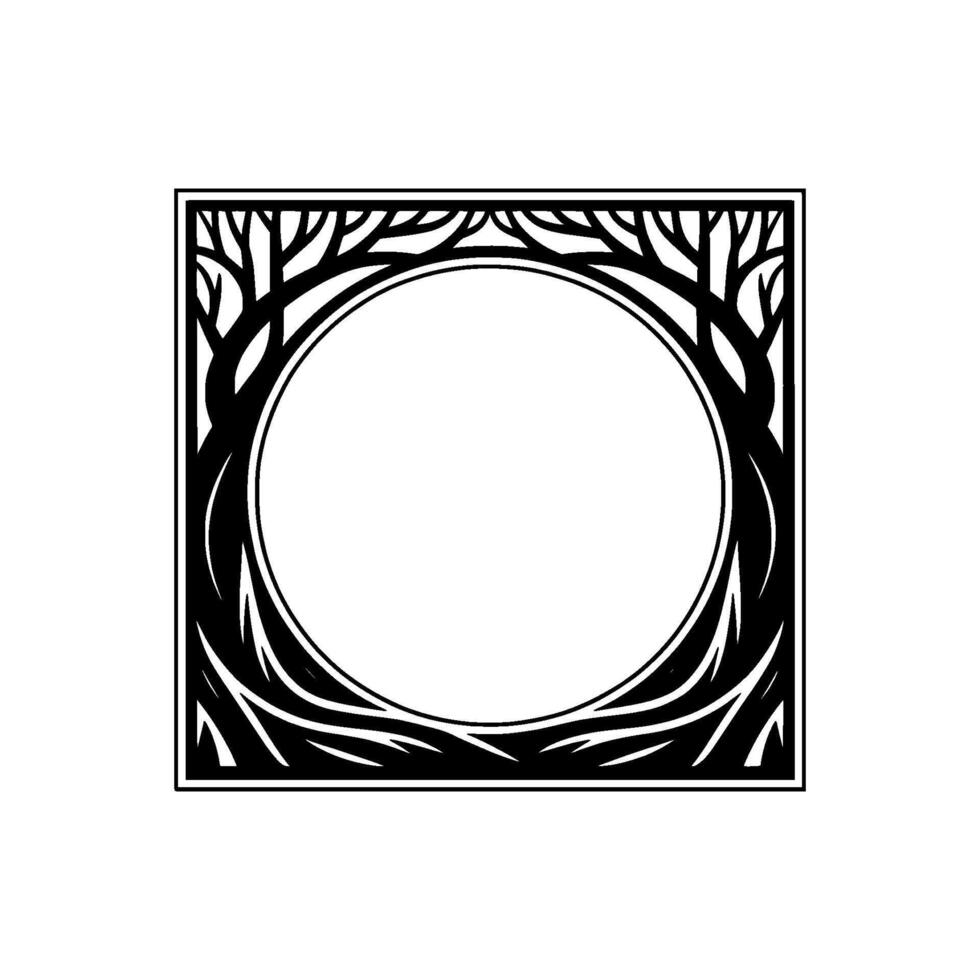 Geometric Tree Frame, Minimalist, Circular Motif vector