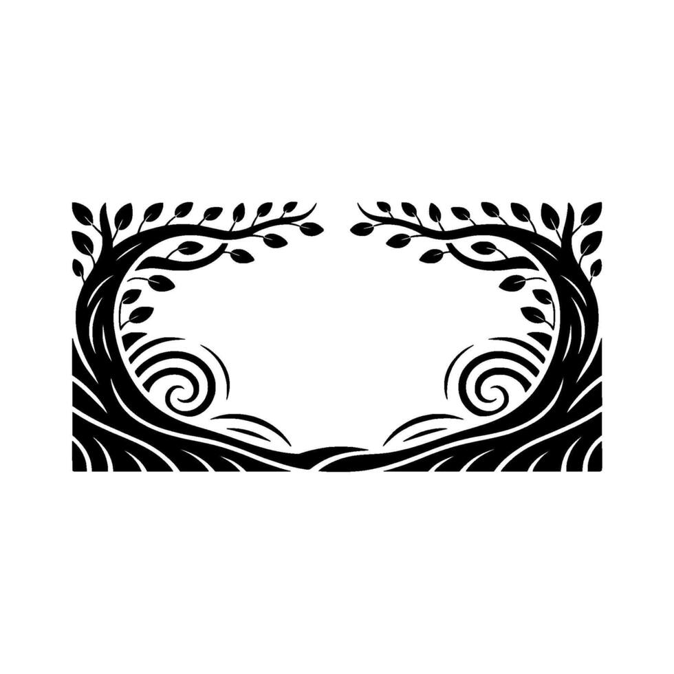Elegant Black Branch Frame, Organic, Minimalist Border vector