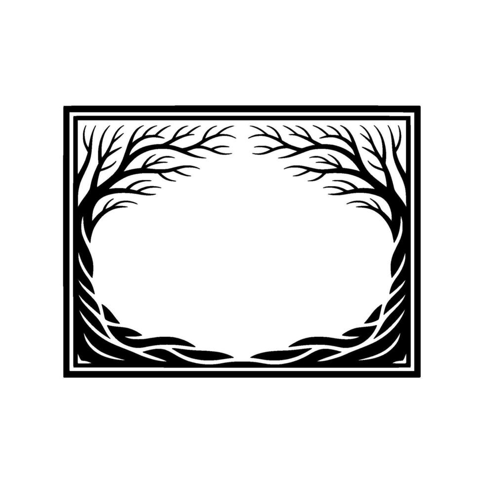 Stylized Tree Frame, Minimalist, Serene Composition vector