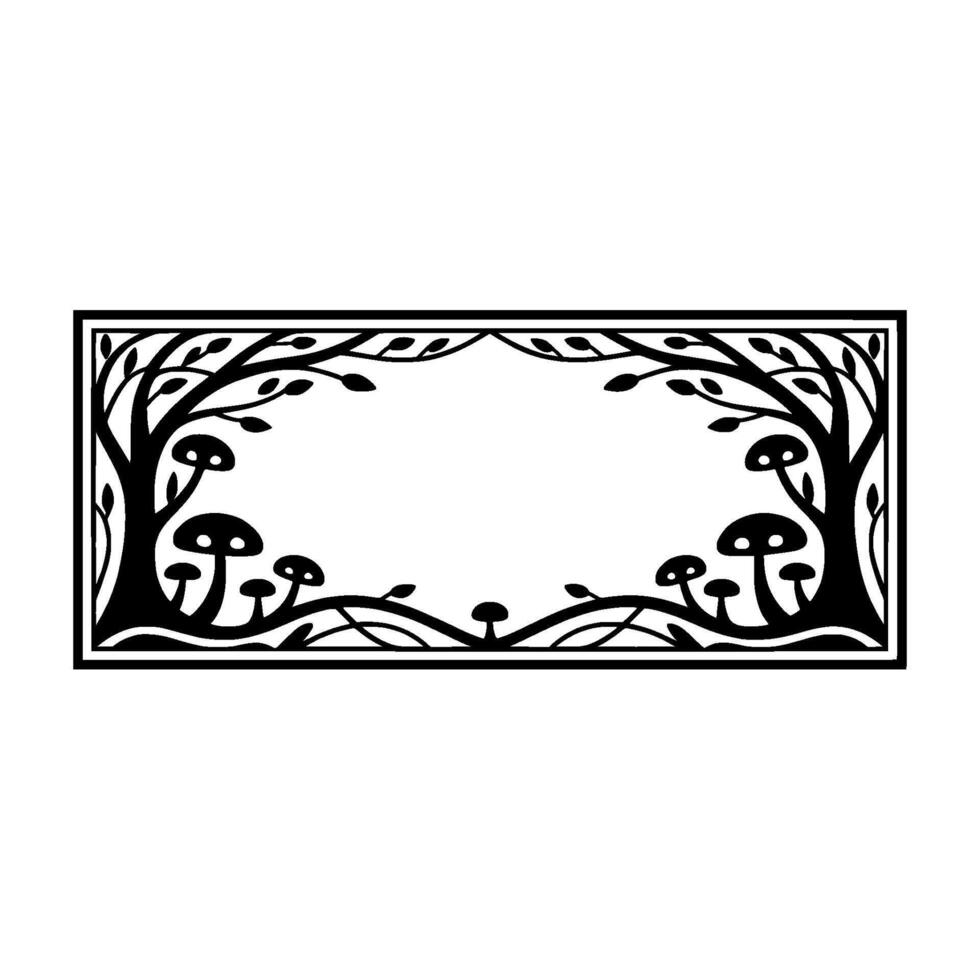 Enchanted Forest Frame, Art Nouveau Botanical Illustration vector