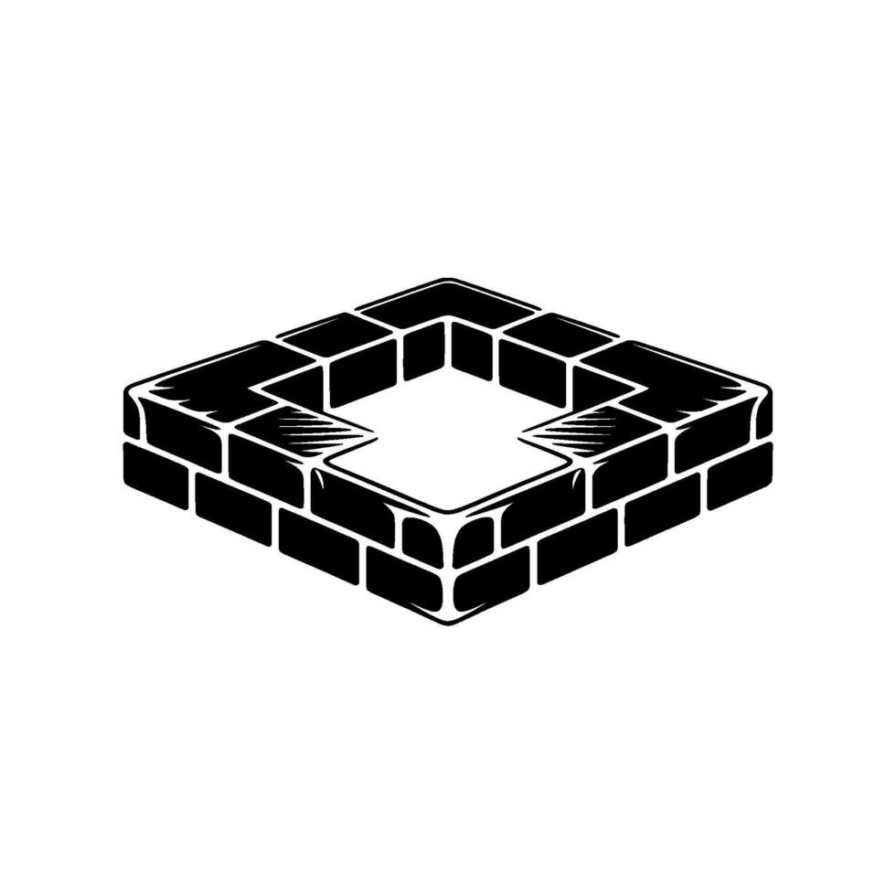 Geometric Brick Well, Minimalist Emblem, Solid Foundation vector