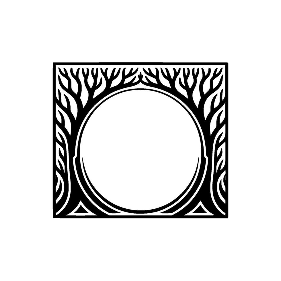 Stylized Tree Frame, Minimalist Circle, Vintage Aesthetic vector