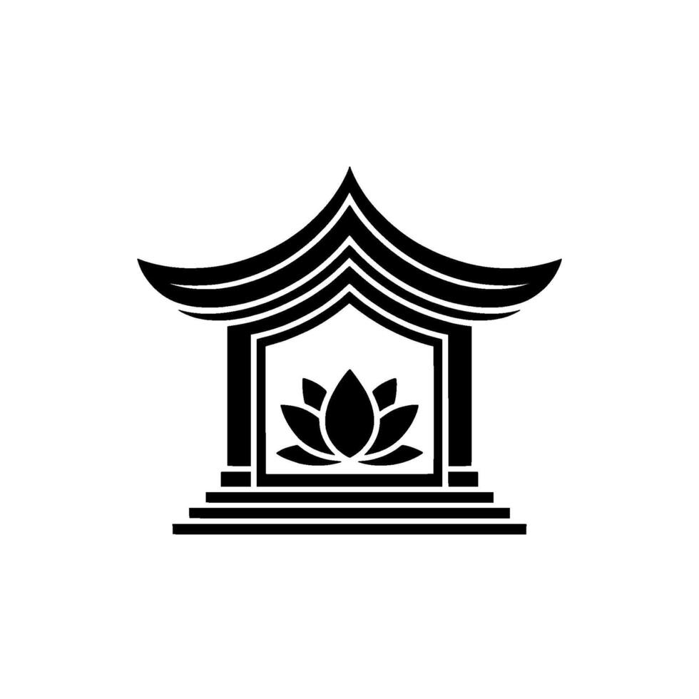 Serene Pavilion, Lotus Sanctuary - Minimalist Emblem vector