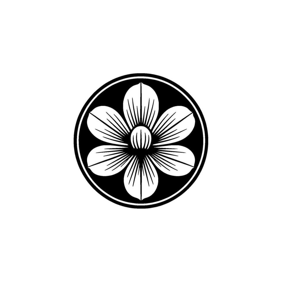 Minimalist Blossom Emblem, Circular, Serene Symbol vector