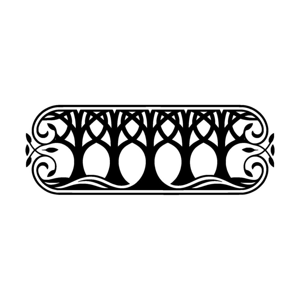 Elegant Black Tree Border, Art Deco Style vector