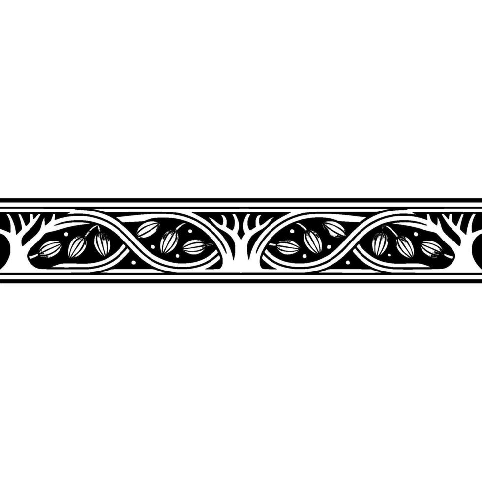 Elegant Silver Branch Border, Art Deco Style vector